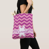 Tote Bag Chevrons d'orchidée givrée magenta avec flocon de (De près)