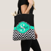 Tote Bag Chevrons noirs et blancs (De près)