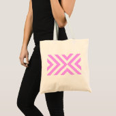 Tote Bag Chevrons roses et blancs (Devant (produit))