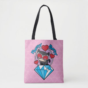 Tote Bag Chibi Catwoman assise Sur Le Grand Diamant