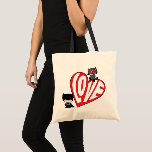 Tote Bag Chibi Catwoman rebondit sur Batman (Devant (produit))