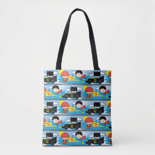 Tote Bag Chibi Flash, Superman et Batman Racing Motif