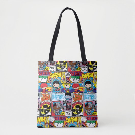 Tote Bag Chibi Justice League Motif de bande dessinée (Devant)
