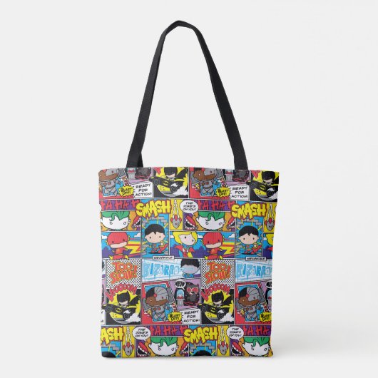 Tote Bag Chibi Justice League Motif de bande dessinée (Dos)