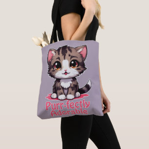 Tote Bag Chibi Kawaii Kitten Purr parfaitement adorable en