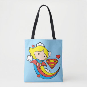 Tote Bag Chibi Supergirl Flying Rainbow