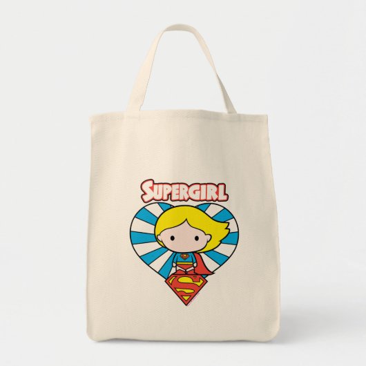 Tote Bag Chibi Supergirl Starburst Coeur et logo (Devant)