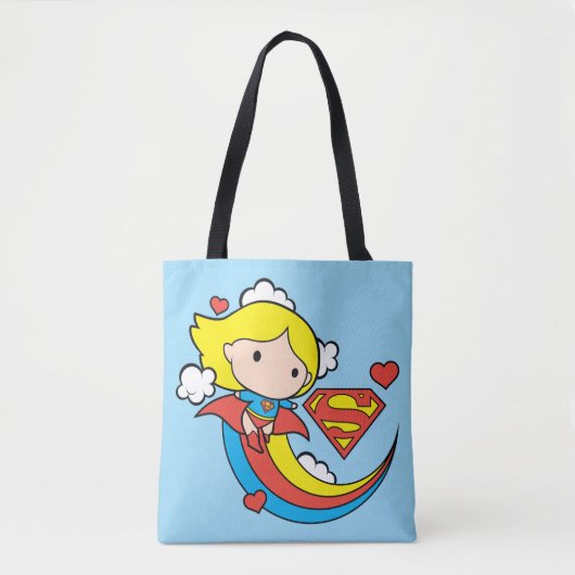 Tote Bag Chibi Supergirl volant arc-en-ciel (Devant)