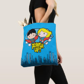 Tote Bag Chibi Superman & Chibi Supergirl Power Up! (De près)