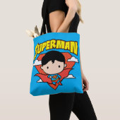 Tote Bag Chibi Superman Polka Dot Shield et nom (De près)