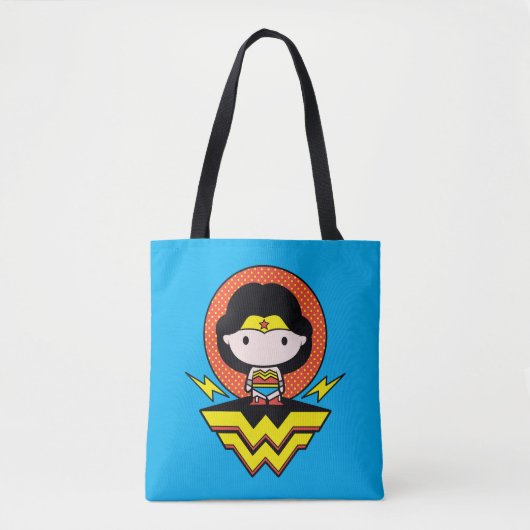 Tote Bag Chibi Wonder Woman avec Pois et logo (Devant)