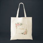 Tote Bag Chic aquarelle fleurs rousses eucalyptus or<br><div class="desc">Plongez dans l'univers de l'élégance graphique avec ce programme plié à base de calligraphie "Rustic Blush Pink Roses", conçu de manière exquise. Orné de délicates roses roses rousses, il encapsule magnifiquement le feuillage romantique de la nature, associé à la végétation d'eucalyptus. Cette pièce de design graphique captivante est encadrée d'une...</div>