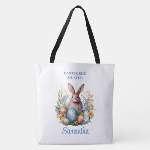 Tote Bag Chic aquarelle lapin vintage Oeufs de Pâques Chass