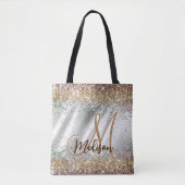 Tote Bag Chic argent or fausse parties scintillant monogram (Devant)