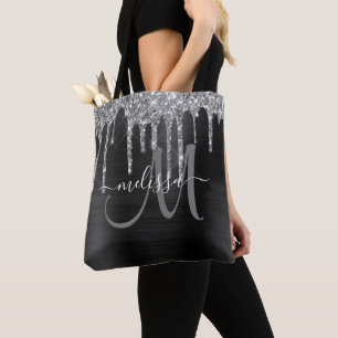 Tote Bag Chic Black Brossé Metal Argent Parties scintillan