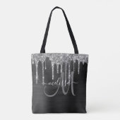 Tote Bag Chic Black Brossé Metal Argent Parties scintillant (Dos)
