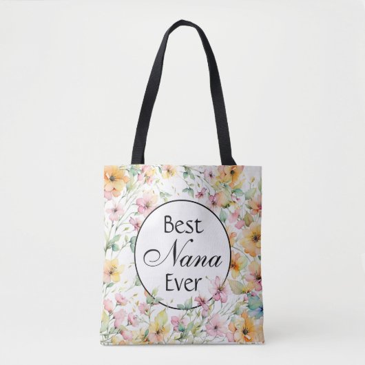 Tote Bag Chic Boho Orange Rose Aquarelle Fleurs sauvages (Devant)