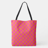Tote Bag Chic Bright Orange Shocking Motif Dogtooth Rose (Dos)