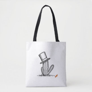 Tote Bag "Chic Cactus : Top Hat Elegance with Invisible Can