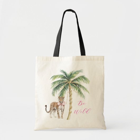 Tote Bag Chic Carré Gold Palm Tree Leopard (Devant)