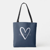 Tote Bag Chic Coeur Marine Bleu Personnalisé (Dos)
