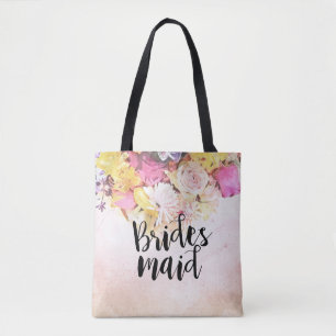 Tote Bag Chic couleur aquarelle Floral Mariage Bridesmaid