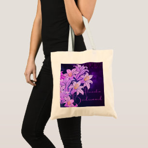 Tote Bag Chic de prune florale mauve de Bridesmaid