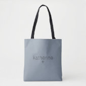 Tote Bag Chic Dusty Blue Nom et Coeur (Devant)