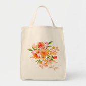 Tote Bag Chic Élégant Aquarelle Fleurie Personnalisée Orang (Devant)