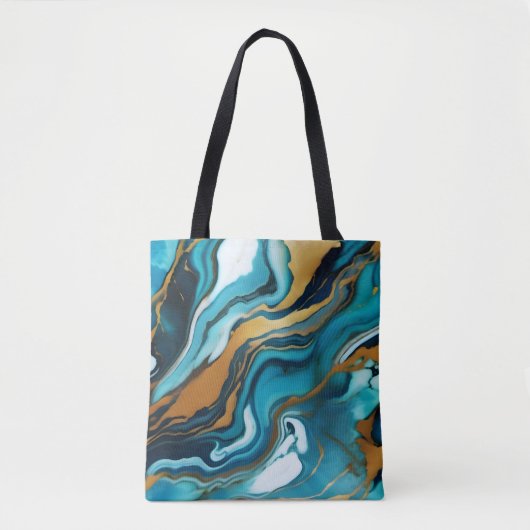 Tote Bag Chic Elegant bleu vert or Faux Marble (Devant)