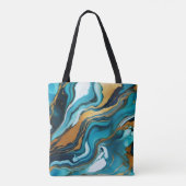 Tote Bag Chic Elegant bleu vert or Faux Marble (Dos)