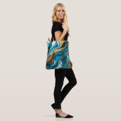 Tote Bag Chic Elegant bleu vert or Faux Marble (Sur le modèle)