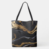 Tote Bag Chic Elégant noir jaune or Faux Marble (Dos)