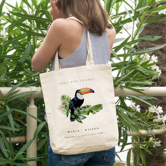 Tote Bag Chic Elegant Tropical Rainforest Toucan Mariage