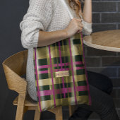 Tote Bag Chic et élégant Fuchsia Green Plaid Personnalisé
