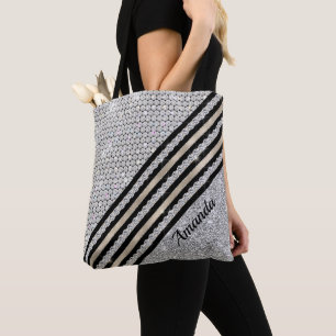 Tote Bag Chic faux cristal et parties scintillant argent Pe