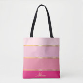 Tote Bag chic féminin moderne or rose Nom (Devant)
