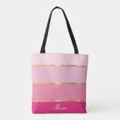 Tote Bag chic féminin moderne or rose Nom (Dos)