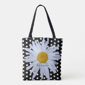 Tote Bag Chic Fille Noir Blanc Pois Daisy Personnalisé (Dos)