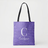 Tote Bag Chic Fille violet Parties scintillant Monogramme (Devant)