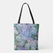 Tote Bag Chic Floral Blue Purple Hydrangea Monogramme initi (Dos)