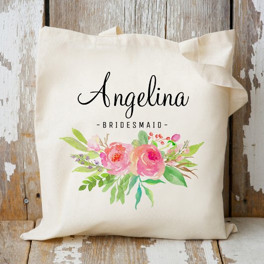 Tote Bag Chic Floral Bridesmaid Personalized-6