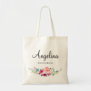Tote Bag Chic Floral Bridesmaid Personnalisé