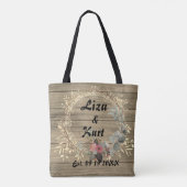 Tote Bag Chic Floral Wreath Rustique Mariage Fourre-tout (Dos)