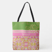 Tote Bag Chic fun rose et vert (Devant)