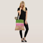 Tote Bag Chic fun rose et vert (Sur le modèle)