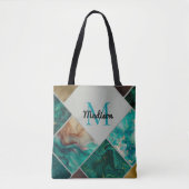 Tote Bag Chic girly faux Parties scintillant or turquoise g (Devant)