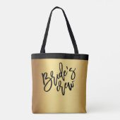 Tote Bag Chic Gold Black Script Bride's Crew Mariage (Dos)
