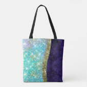 Tote Bag Chic irisé violet bleu faux parties scintillant mo (Dos)