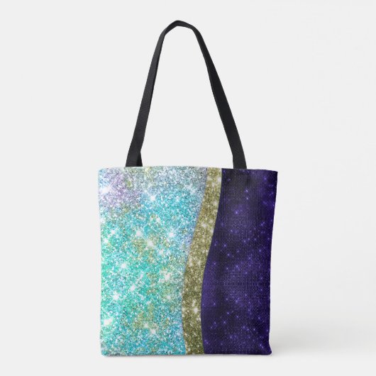Tote Bag Chic irisé violet bleu faux parties scintillant mo (Dos)